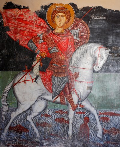 Byzantine Fresco from the 15th century (detail) Saint George by Unknown
